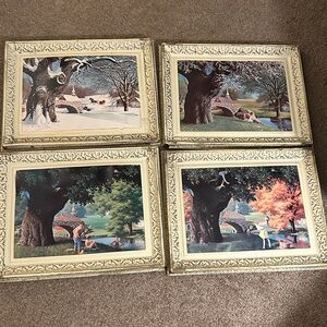Set of 4 Vintage Unique Plastic Framed Paul Detlefsen Paper Prints copyright 68’